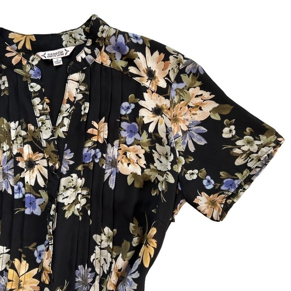 Nanette Lepore size 2 BLACK DREAM CLOUD belted pleated Floral Midi Dress - Picture 10 of 13